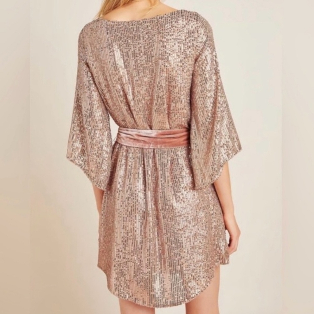 Anthropologie Starling Sequin Tunic Dress Rose Gold XS MSRP $170 - Picture 5 of 16